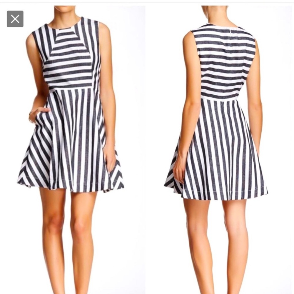 Kate Spade Saturday cotton and linen Black & White A-Line Sleeveless Mini Dress